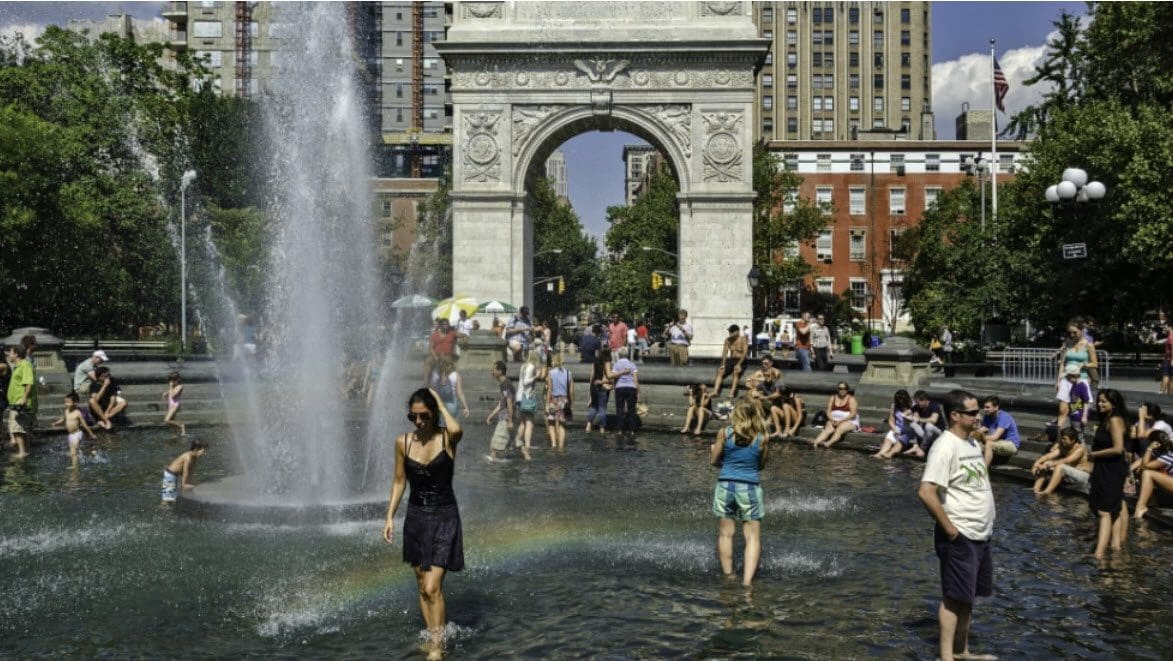 Cooling off in a fountain