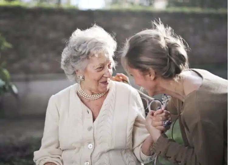 Two women talking