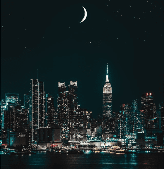 Moon at night over NYC