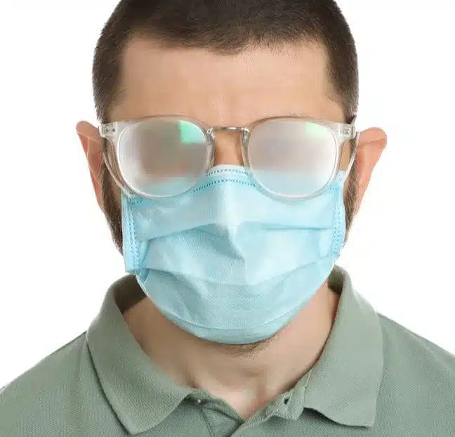 Mask with foggy glasses