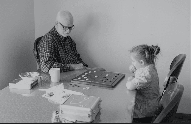 Grandfather playing games
