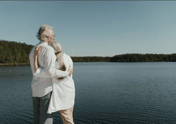 Man and woman embracing 