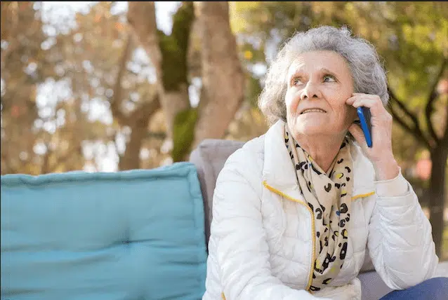 Elderly woman on phone