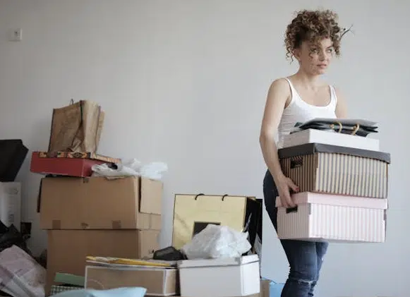 woman with boxes