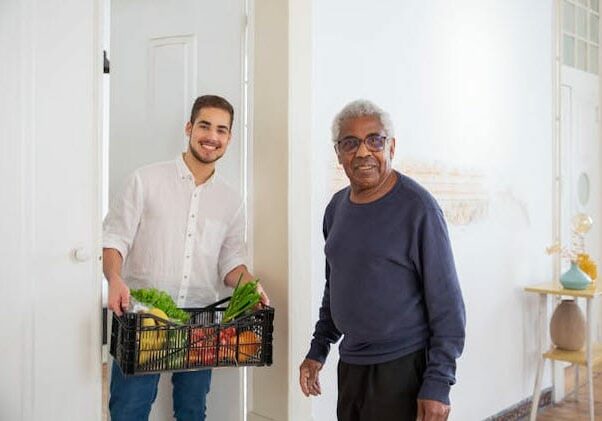 Man helping his client